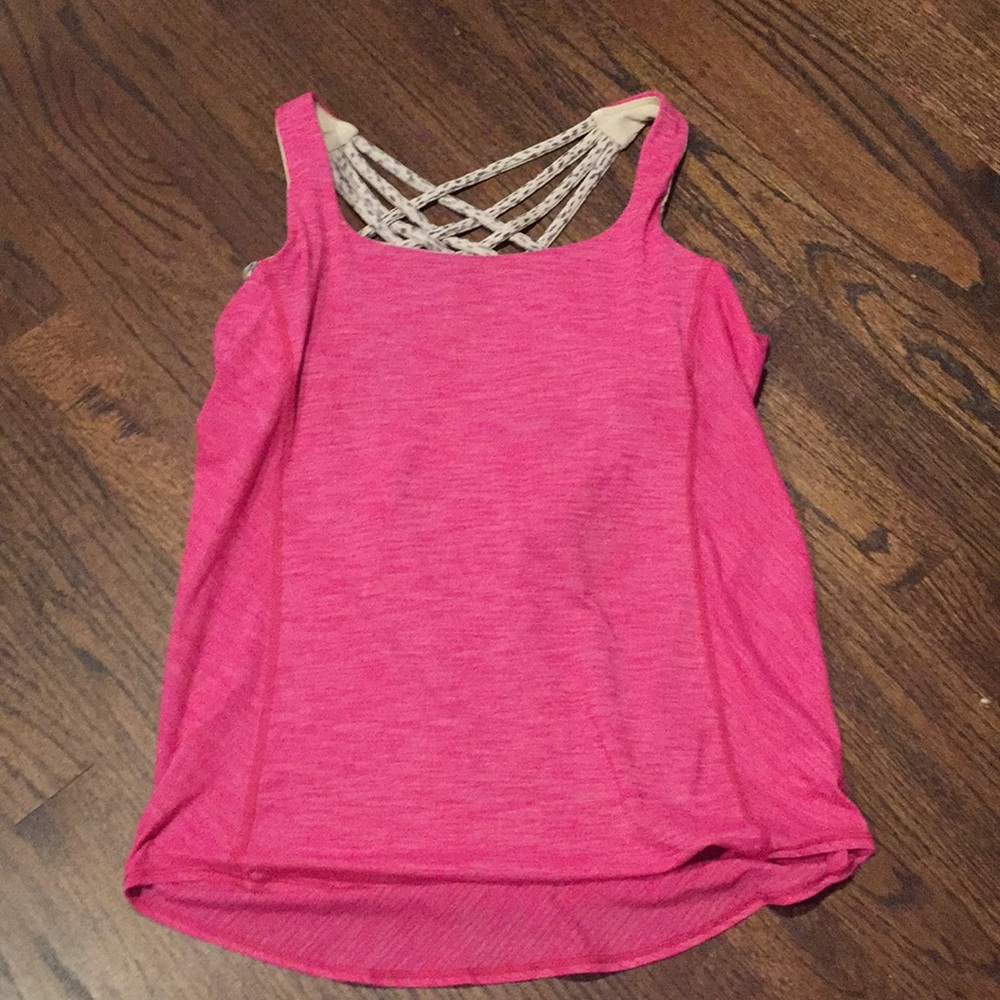 Lululemon athletica top blouse pink beige 6